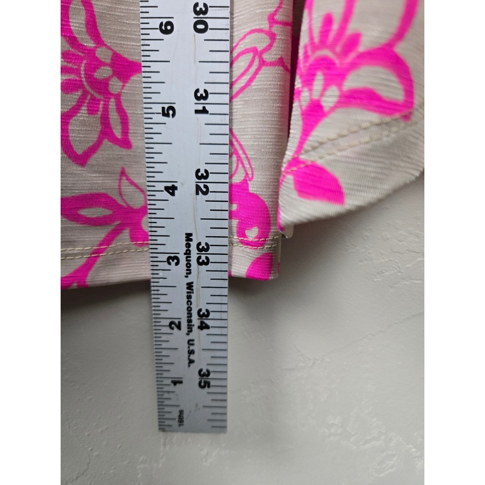 Dear Scarlett Pink Floral Paisley Split Neck Roll Tab Sleeve Tunic Top 2X NEW - Picture 5 of 10